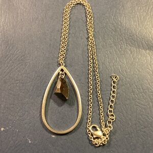 Silver tone necklace with  black Swarovski crystal